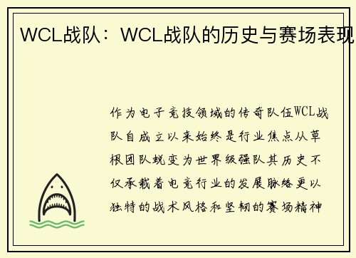 WCL战队：WCL战队的历史与赛场表现